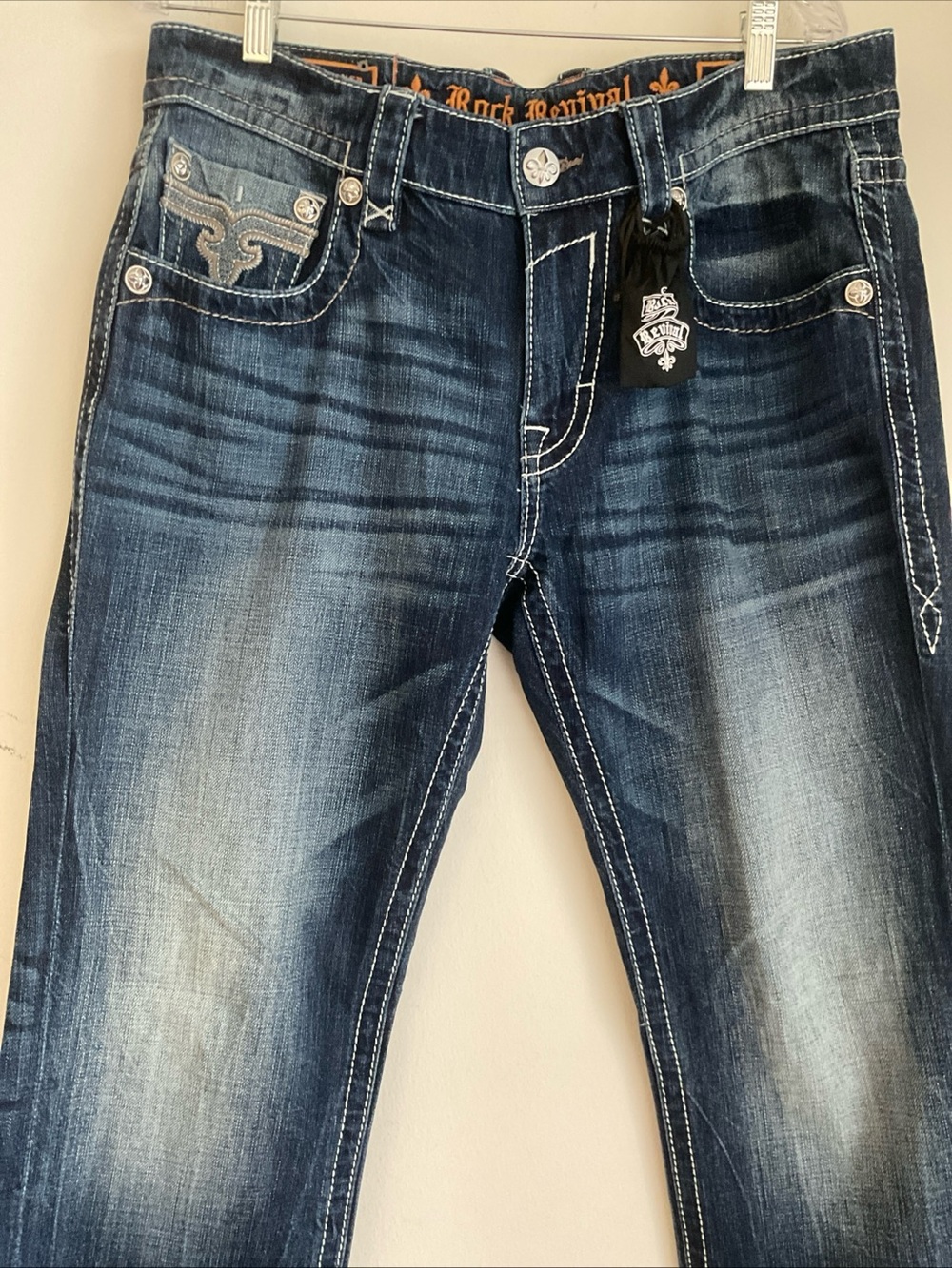 Rock Revival Emmet Straight Jeans Replacement Closure Button In Pouch 34x30